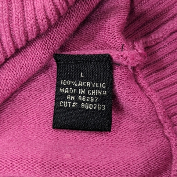 BCBGMAXAZRIA Women Deep Pink Sweater Turtleneck Cowl Neck Wide Long Sleeves L - Picture 8 of 9